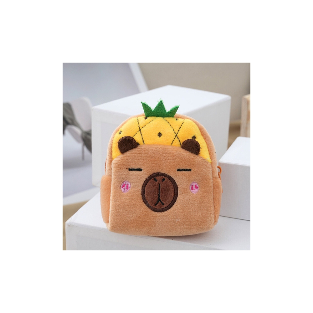 Pliušinė piniginė su raktų pakabuku Capybara Pineapple Yellow 9,5 x 8 cm-Drabužiai ir aksesuarai, Aksesuarai, Rankinės, kuprinės