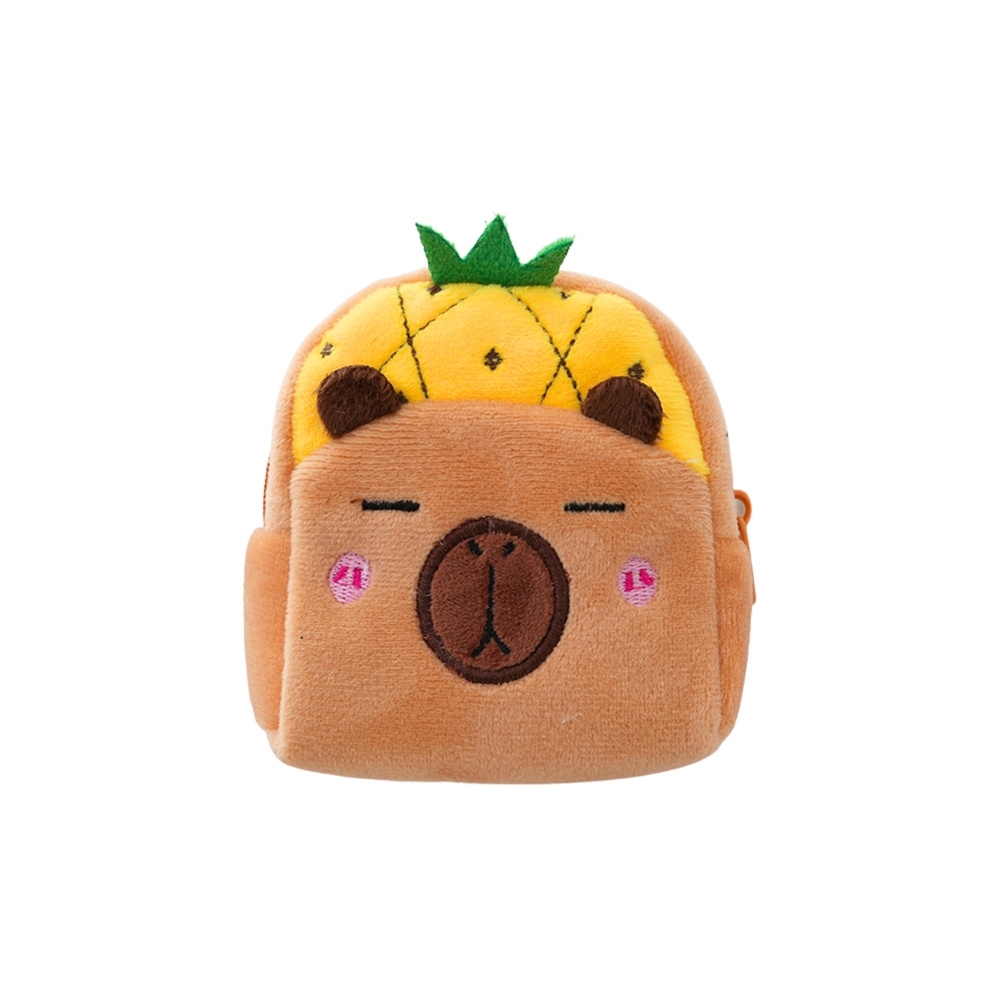 Pliušinė piniginė su raktų pakabuku Capybara Pineapple Yellow 9,5 x 8 cm-Drabužiai ir aksesuarai, Aksesuarai, Rankinės, kuprinės