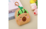 Pliušinė piniginė su raktų pakabuku Capybara arbūzo žalia 9,5 x 8 cm-Drabužiai ir aksesuarai, Aksesuarai, Rankinės, kuprinės, la