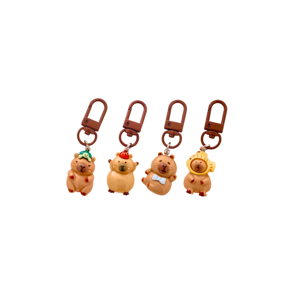 Mini raktų pakabukų rinkinys Capybara figūrėlės raktų papuošalai 4 vnt.