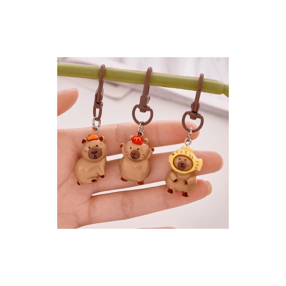 Mini raktų pakabukų rinkinys Capybara figūrėlės raktų papuošalai 4 vnt.