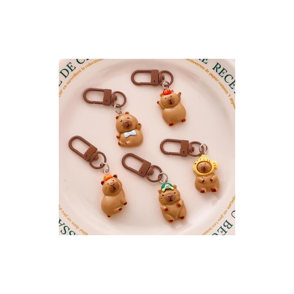 Mini raktų pakabukų rinkinys Capybara figūrėlės raktų papuošalai 4 vnt.