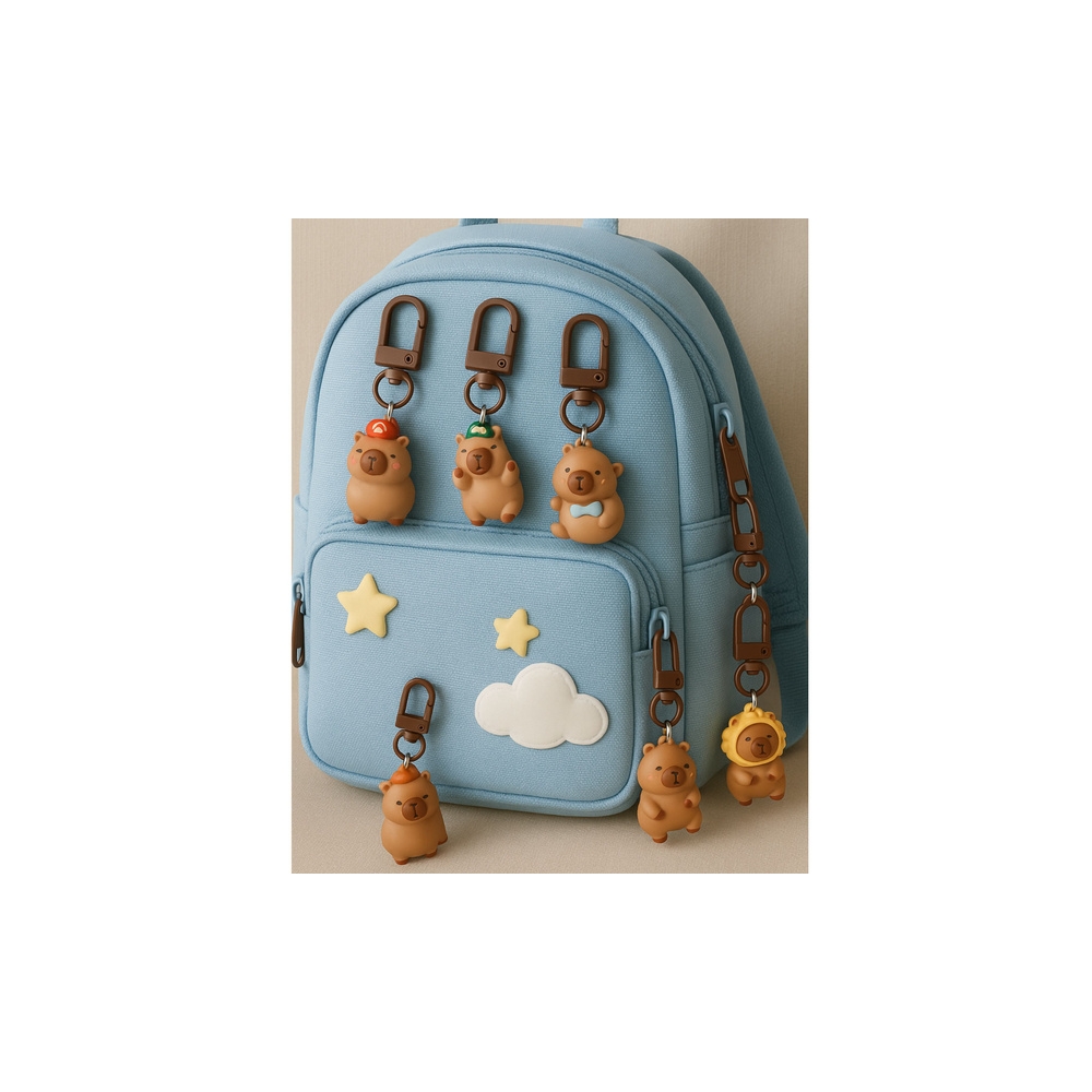 Mini raktų pakabukų rinkinys Capybara figūrėlės raktų papuošalai 4 vnt.