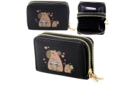 Dviejų skyrių piniginė Capybara 12,5 x 8,5 cm juoda-Drabužiai ir aksesuarai, Aksesuarai, Rankinės, kuprinės, lagaminai-e-vaikas