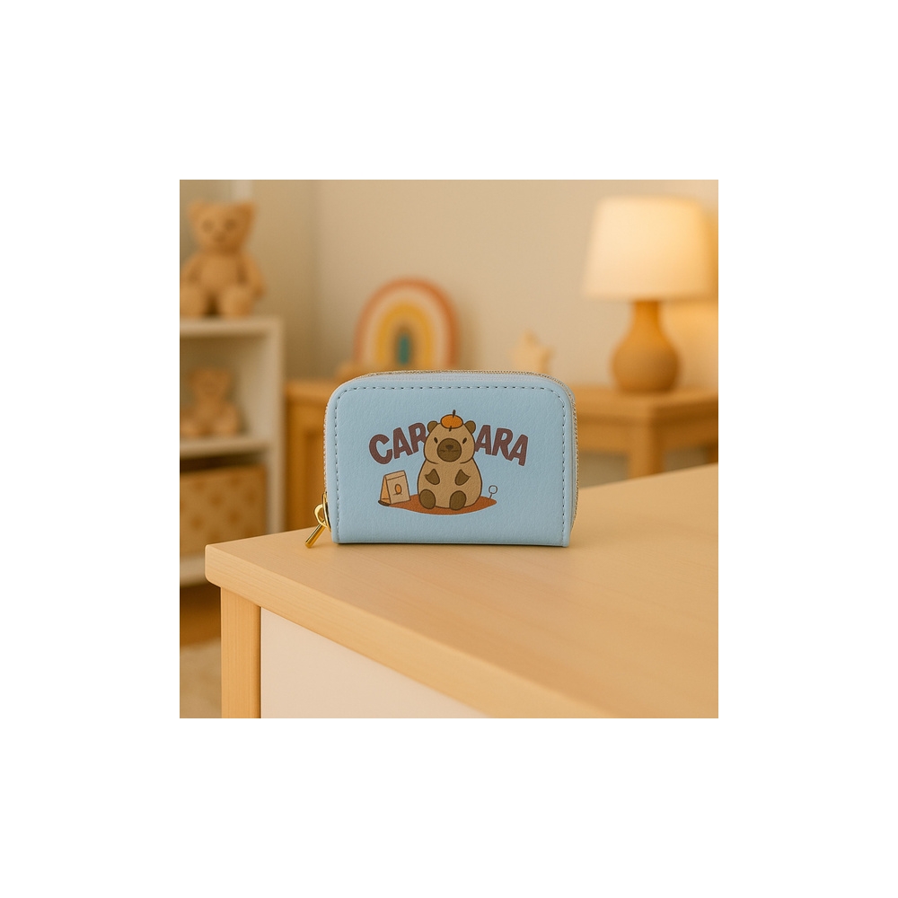Dviejų skyrių piniginė Capybara 12,5 x 8,5 cm, mėlyna-Drabužiai ir aksesuarai, Aksesuarai, Rankinės, kuprinės, lagaminai-e-vaika