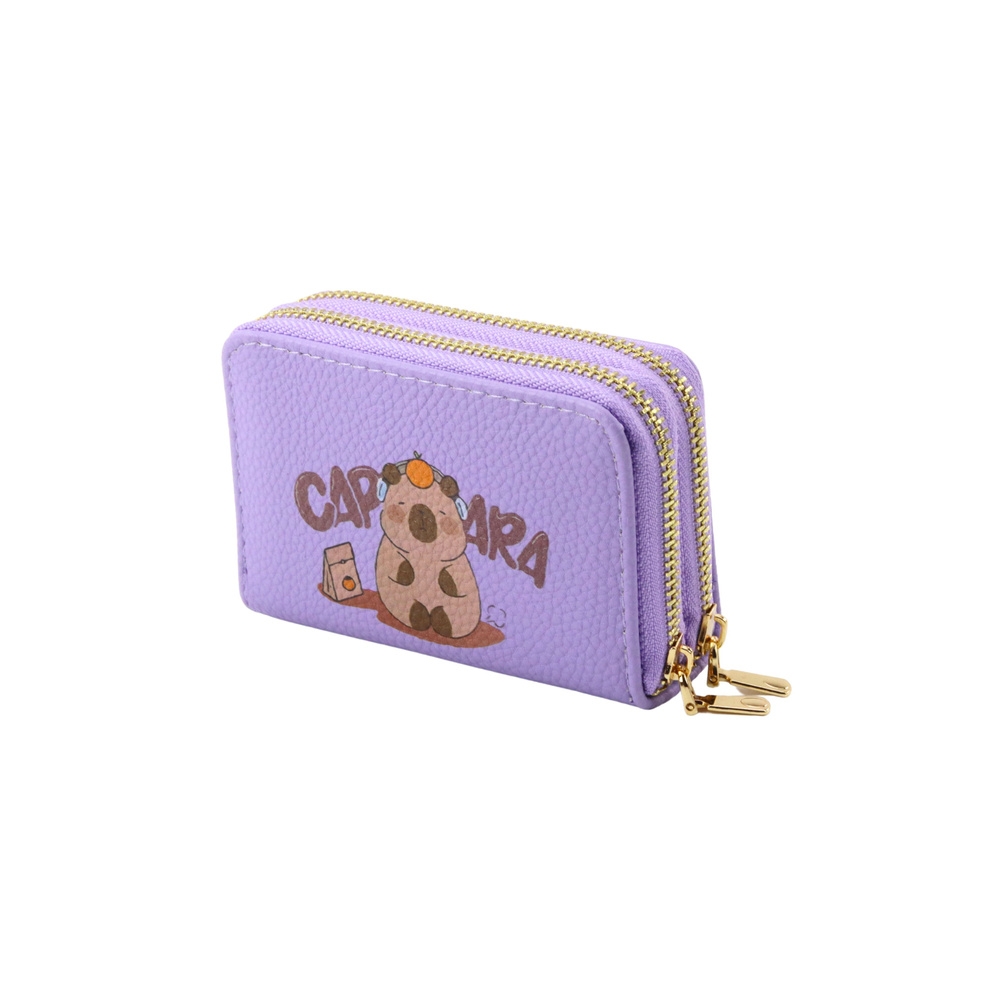 Dviejų skyrių piniginė Capybara 12,5 x 8,5 cm, violetinė-Drabužiai ir aksesuarai, Aksesuarai, Rankinės, kuprinės, lagaminai-e-va