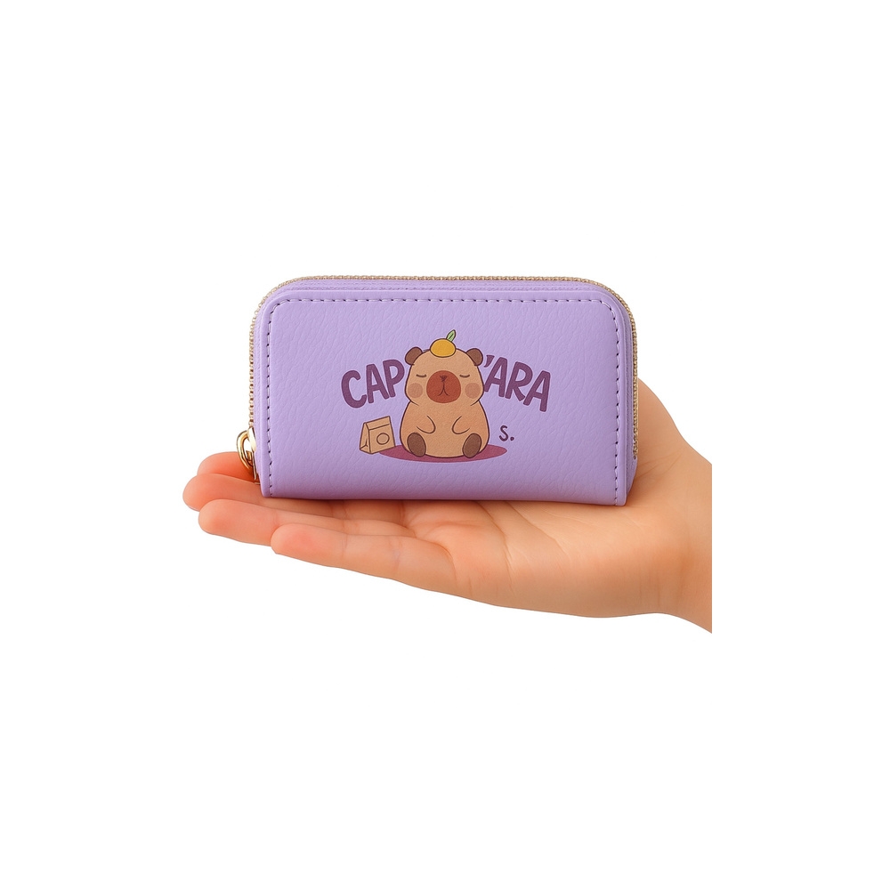 Dviejų skyrių piniginė Capybara 12,5 x 8,5 cm, violetinė-Drabužiai ir aksesuarai, Aksesuarai, Rankinės, kuprinės, lagaminai-e-va