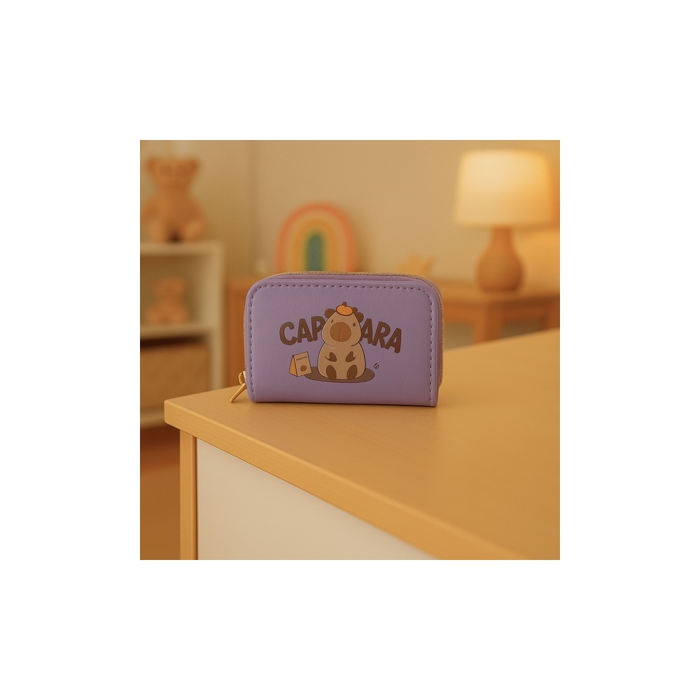 Dviejų skyrių piniginė Capybara 12,5 x 8,5 cm, violetinė-Drabužiai ir aksesuarai, Aksesuarai, Rankinės, kuprinės, lagaminai-e-va