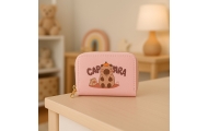 Dviejų skyrių piniginė Capybara 12,5 x 8,5 cm, rožinė-Drabužiai ir aksesuarai, Aksesuarai, Rankinės, kuprinės, lagaminai-e-vaika
