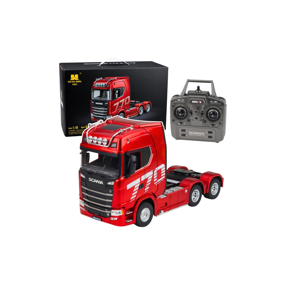 Nuotoliniu būdu valdomas Scania vilkikas RC Huina 1501, raudonas, 1:18-Žaislai, Auto ir transporto žaislai, Valdomos radijo bang