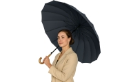 Duży Parasol Automatyczny Pokrowiec Na Ramię 24-Żeberkowy Czarny 115 cm