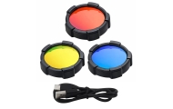 LED prožektorius Saulės 6 režimai Powerbank Keičiami filtrai 19 cm