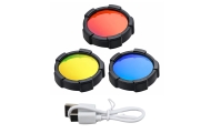 Latarka LED Szperacz Solarna 6 Trybów Powerbank Wymienne Filtry 23 cm