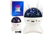 Lampka Nocna Projektor Gwiazd Głośnik 3w1 LED Bluetooth Biała