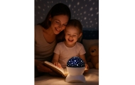 Naktinė šviesa Žvaigždžių projektorius garsiakalbis 3in1 LED "Bluetooth" balta-Miegui, Migdukai ir karuselės, Miego žaislai-e-va