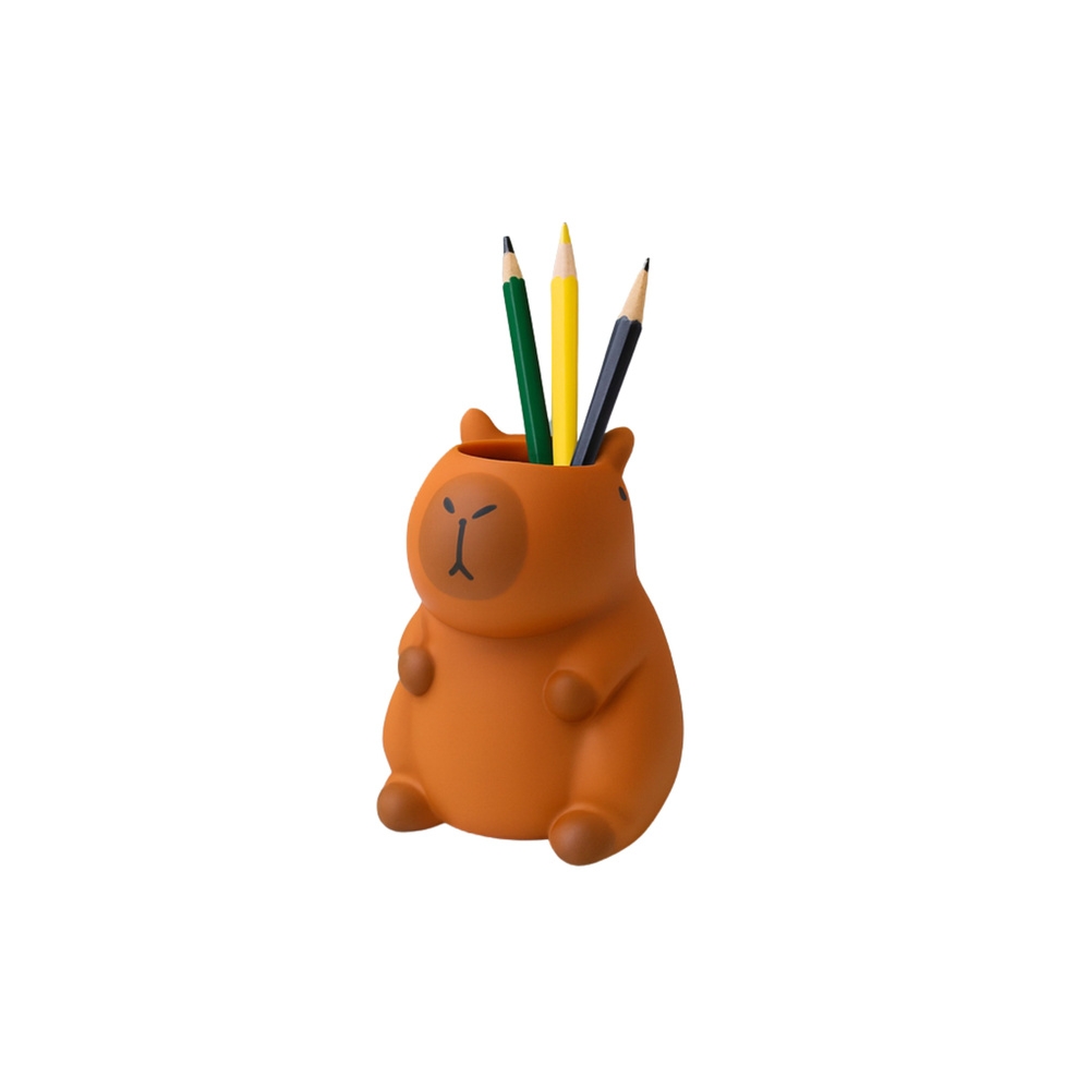 Rašiklių laikiklis Capybara figūrėlė Organizatorius rudas 10 x7 cm