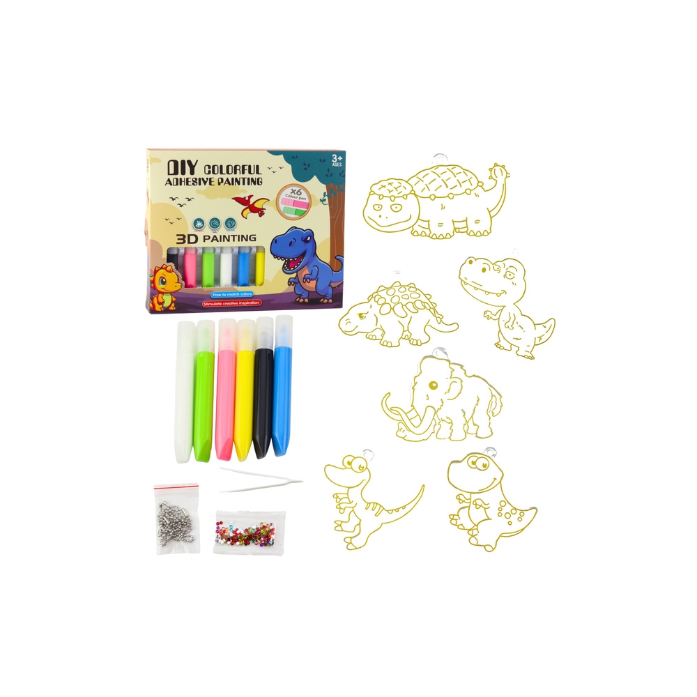 Kūrybinis rinkinys Vitražo raktų pakabukai Dinozaurai 6 vnt-Žaislai, Kūrybiniai žaislai, Kūrybiniai rinkiniai-e-vaikas