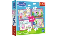 Puzzle - 4w1 (12, 15, 20, 24) - Peppa uwielbia przygody - Świnka Peppa - Trefl 34672
