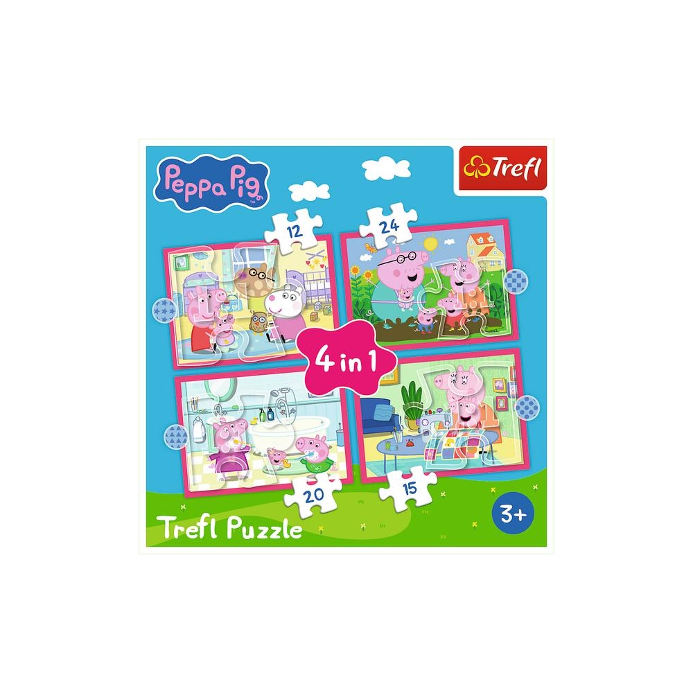 Dėlionė – 4 viename (12, 15, 20, 24) – Peppa mėgsta nuotykius – Peppa – Trefl 34672-Žaislai, Dėlionės, Dėlionės iki 500 detalių-