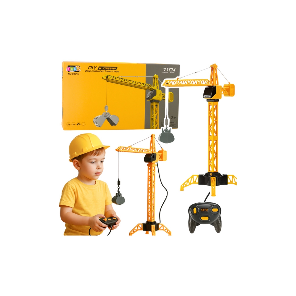 RC Nuotoliniu būdu valdomas statybinis kranas su laidais, besisukantis 360° kampu 71 cm-Žaislai, Interaktyvūs žaislai-e-vaikas