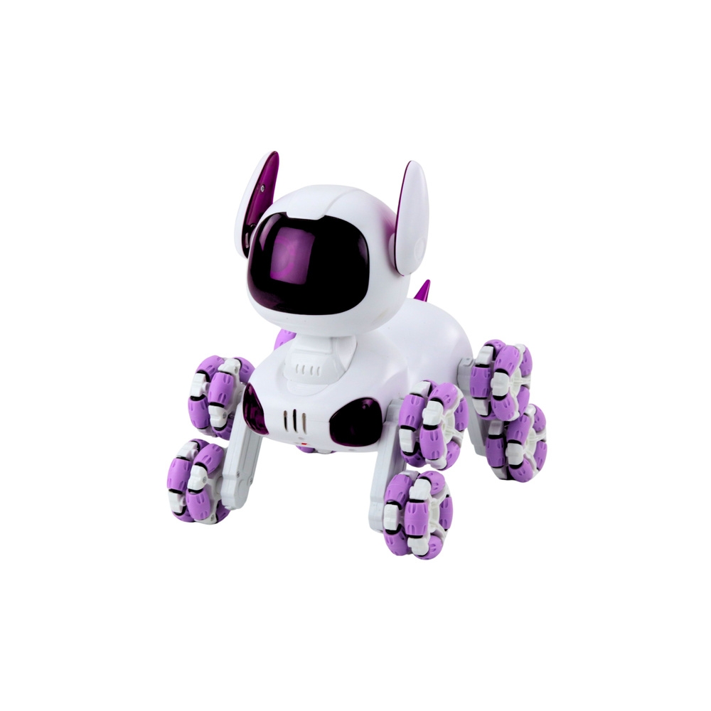 Robot Pies TOOBY Zdalnie Sterowany RC 360° Światła Dźwięki Biało-Fioletowy