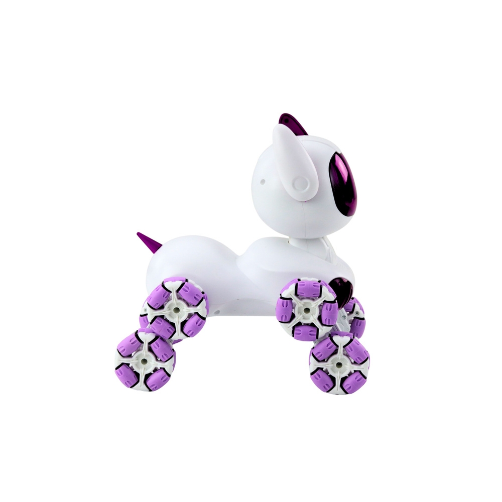 Robot Pies TOOBY Zdalnie Sterowany RC 360° Światła Dźwięki Biało-Fioletowy