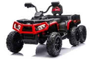 Baterijinis keturratis visureigis su priekaba JC606, 6 ratai, 24 V, 4x4, raudonas-Elektromobiliai vaikams, Keturračiai ir bagiai