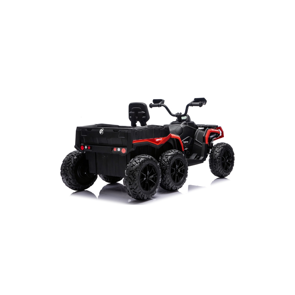 Baterijinis keturratis visureigis su priekaba JC606, 6 ratai, 24 V, 4x4, raudonas-Elektromobiliai vaikams, Keturračiai ir bagiai
