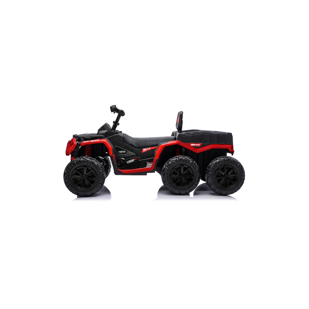 Baterijinis keturratis visureigis su priekaba JC606, 6 ratai, 24 V, 4x4, raudonas-Elektromobiliai vaikams, Keturračiai ir bagiai