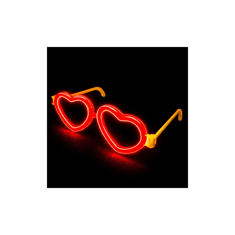 Fluorescenciniai akiniai su širdelėmis, šviečiančiais tamsoje, „Stick Neon“ raudoni