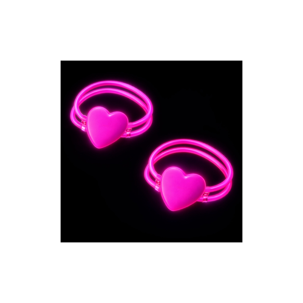 Dvigubos apyrankės su širdelėmis, fluorescuojančios, neoninės, šviečiančios