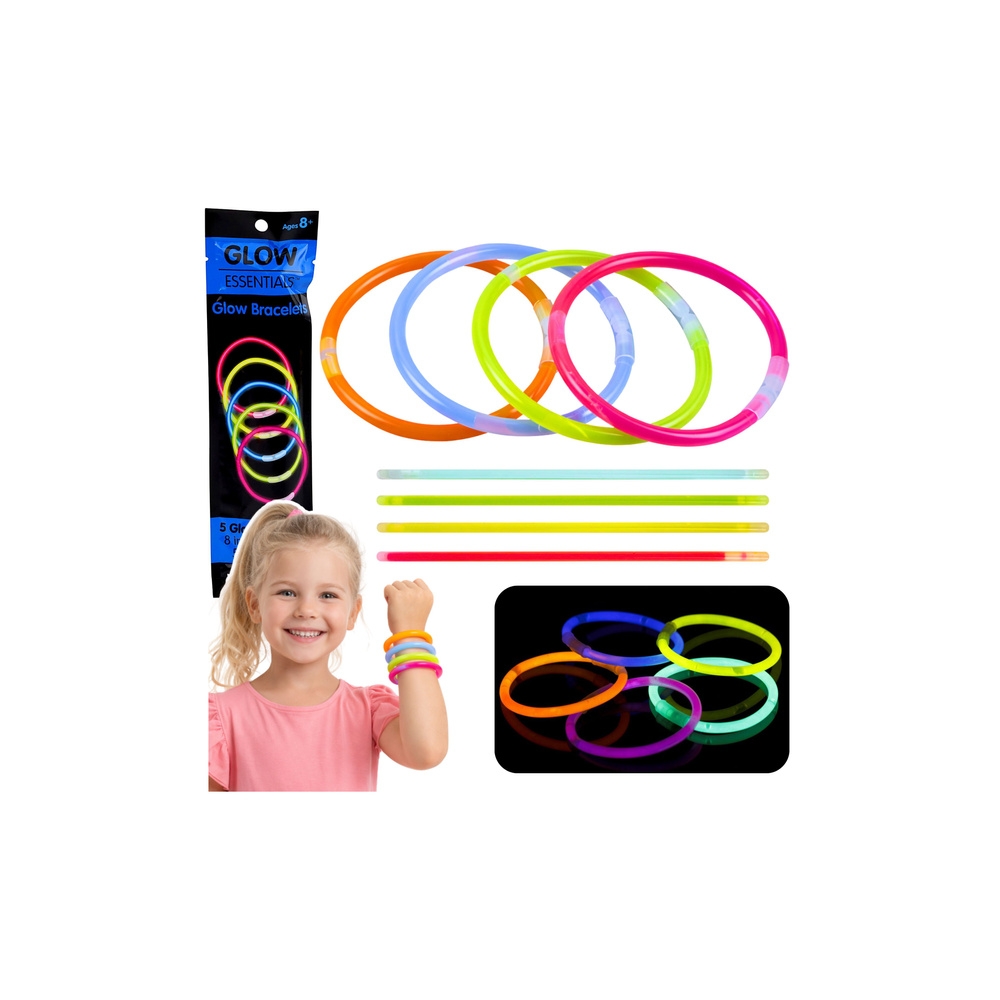 Apyrankės-juostelės, fluorescencinės, šviečiančios tamsoje, „Neon Stick“, 5 vnt.