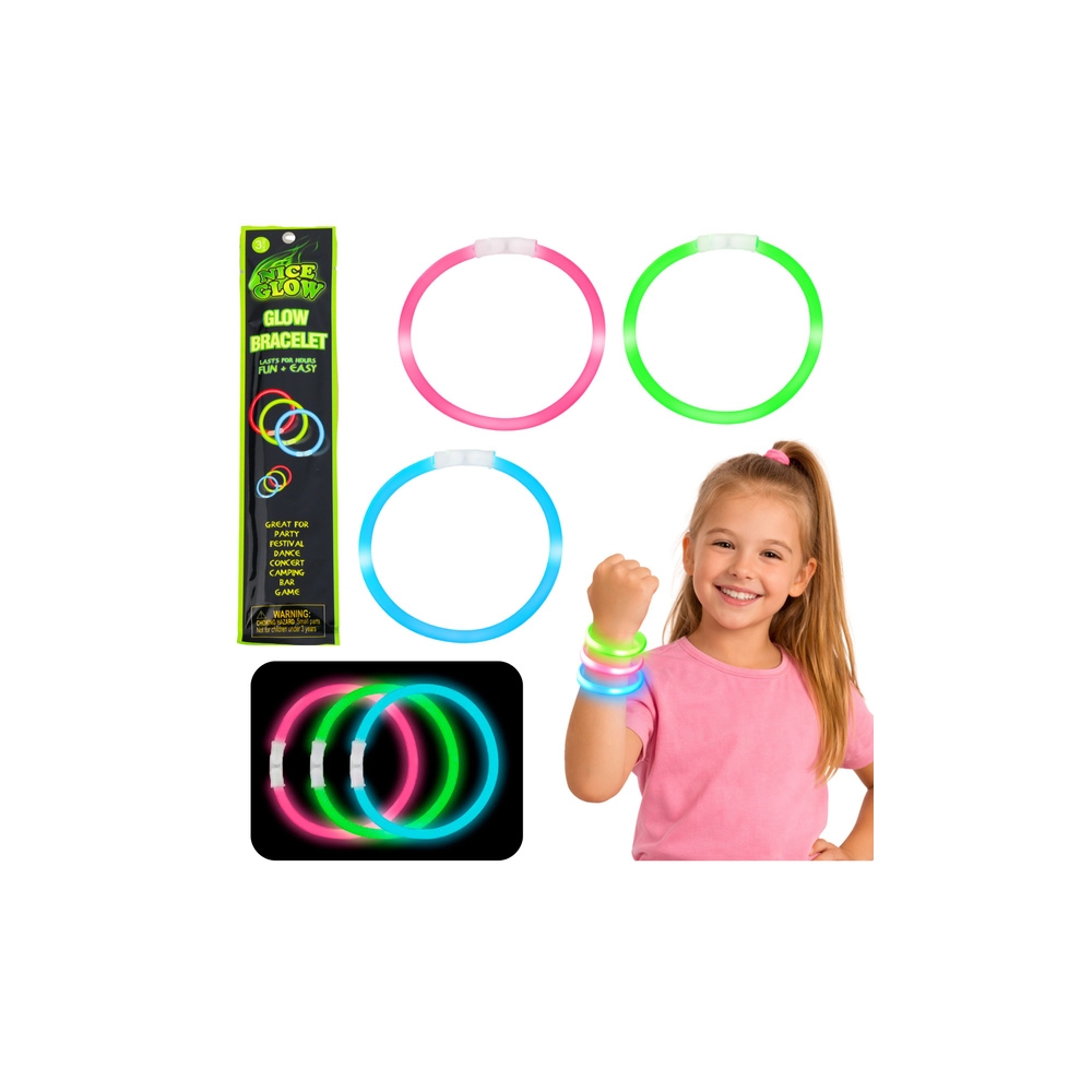 Bransoletki Opaski Fluorescencyjne Świecące W Ciemności Neon Stick 3 szt.