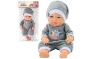 Lalka Bobas W Szarej Piżamce Czapeczka Ruchome Rączki Nóżki 30cm