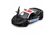 Autko Sportowe Policyjne Samochód Z Napędem Metalowy Pull-Back Czarny 1:43