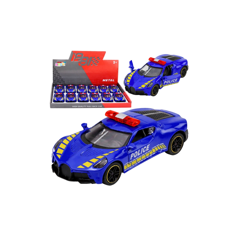Sportinis Policijos automobilis su varikliu, metalinis, mėlynas, 1:43-Žaislai, Auto ir transporto žaislai, Mašinos-e-vaikas