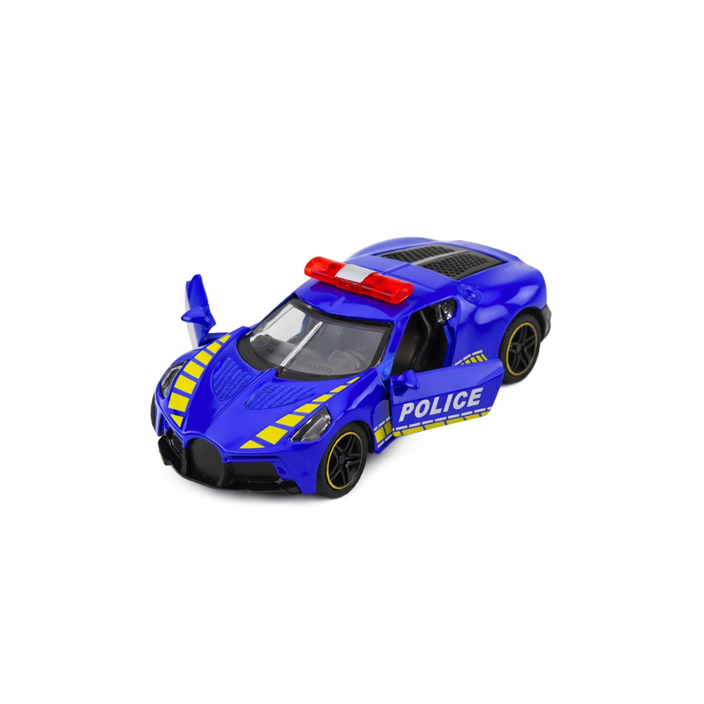 Sportinis Policijos automobilis su varikliu, metalinis, mėlynas, 1:43-Žaislai, Auto ir transporto žaislai, Mašinos-e-vaikas