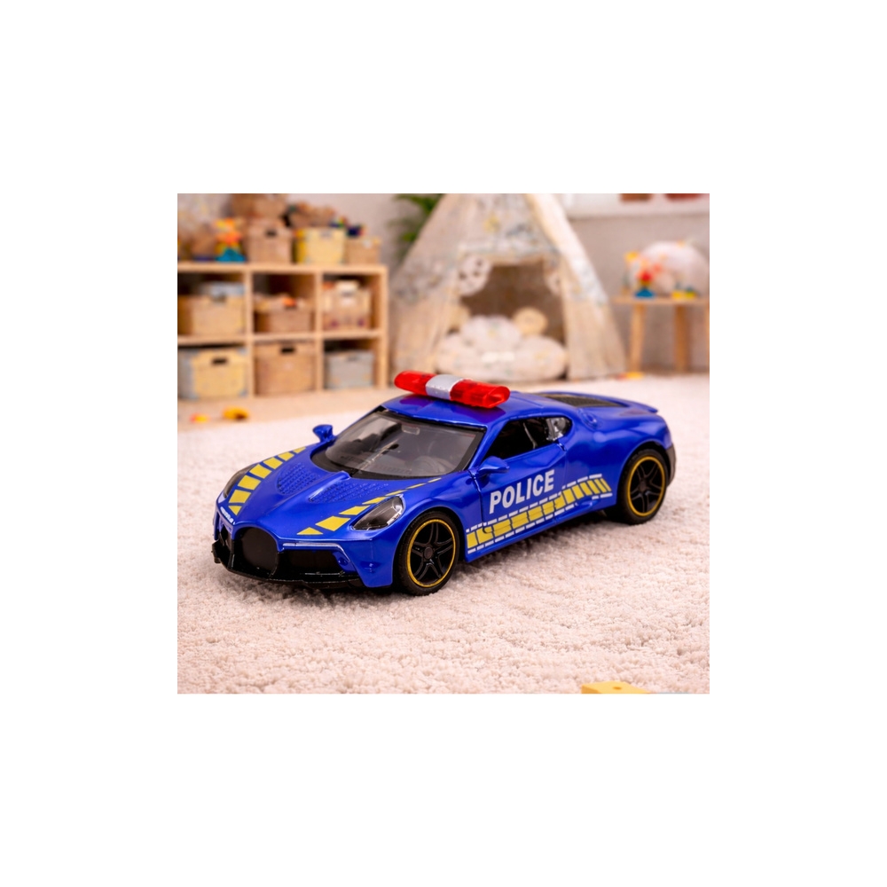 Sportinis Policijos automobilis su varikliu, metalinis, mėlynas, 1:43-Žaislai, Auto ir transporto žaislai, Mašinos-e-vaikas