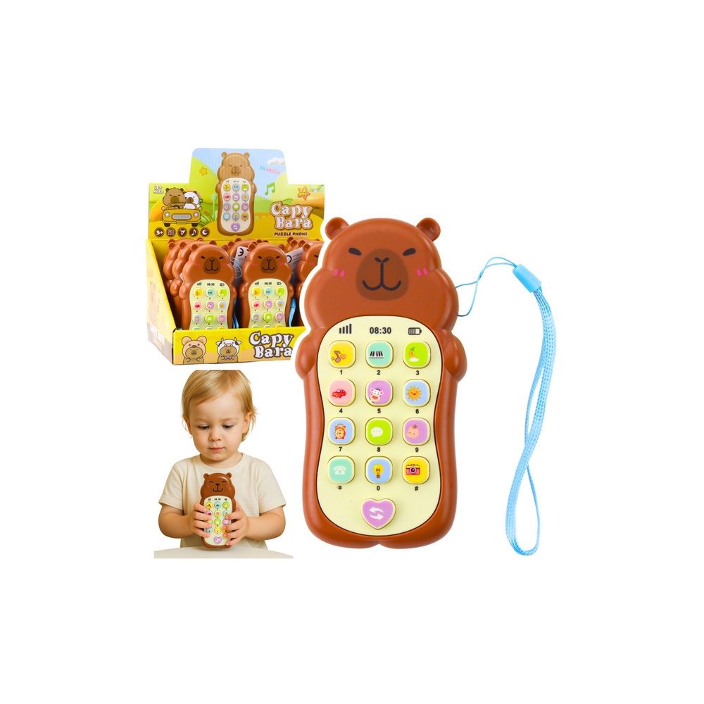 Vaikiškas mokomasis telefonas Šviesos garsai melodijos Capybara 1vnt-Žaislai, Kūdikiams, Žaislai mažyliams (iki 4 m.