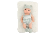 Lėlė kūdikis su antklode, baltais ir pilkais drabužėliais, kepurė 18 cm-Žaislai, Lėlės ir jų priedai, Lėlės-e-vaikas