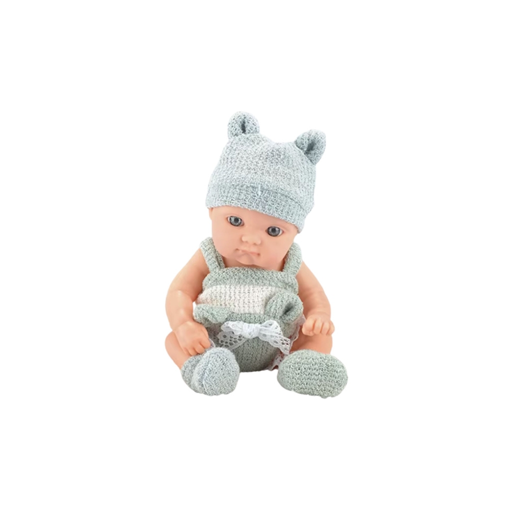 Lėlė kūdikis su antklode, baltais ir pilkais drabužėliais, kepurė 18 cm-Žaislai, Lėlės ir jų priedai, Lėlės-e-vaikas