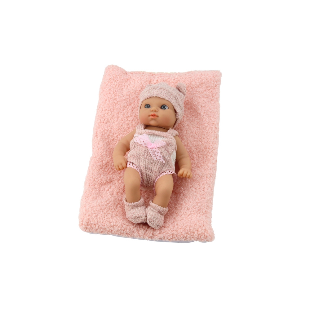 Lėlė kūdikis su antklode Baltos ir rožinės spalvos drabužėliais 18 cm-Žaislai, Lėlės ir jų priedai, Lėlės-e-vaikas
