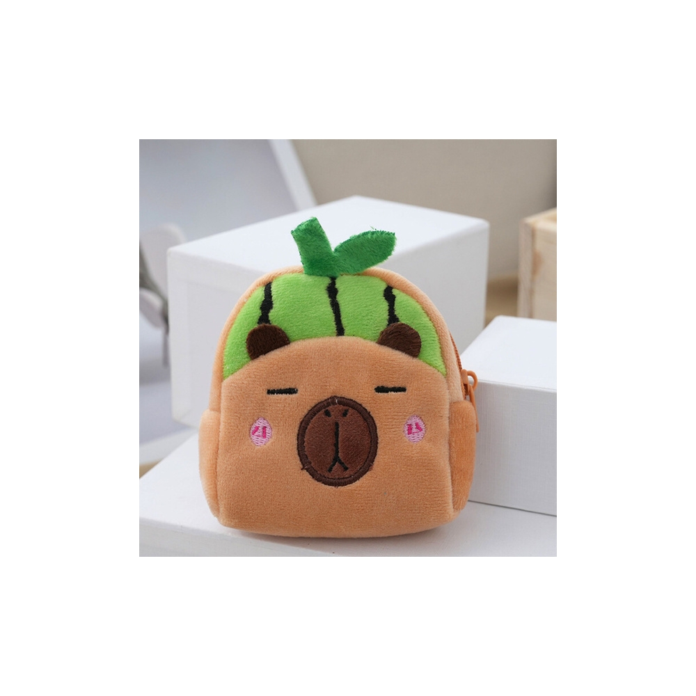 Pliušinė piniginė su raktų pakabuku Capybara arbūzo žalia 9,5 x 8 cm-Drabužiai ir aksesuarai, Aksesuarai, Rankinės, kuprinės, la