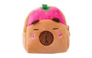 Pliušinė piniginė su raktų pakabuku Capybara Strawberry Pink 9,5 x 8 cm-Drabužiai ir aksesuarai, Aksesuarai, Rankinės, kuprinės,