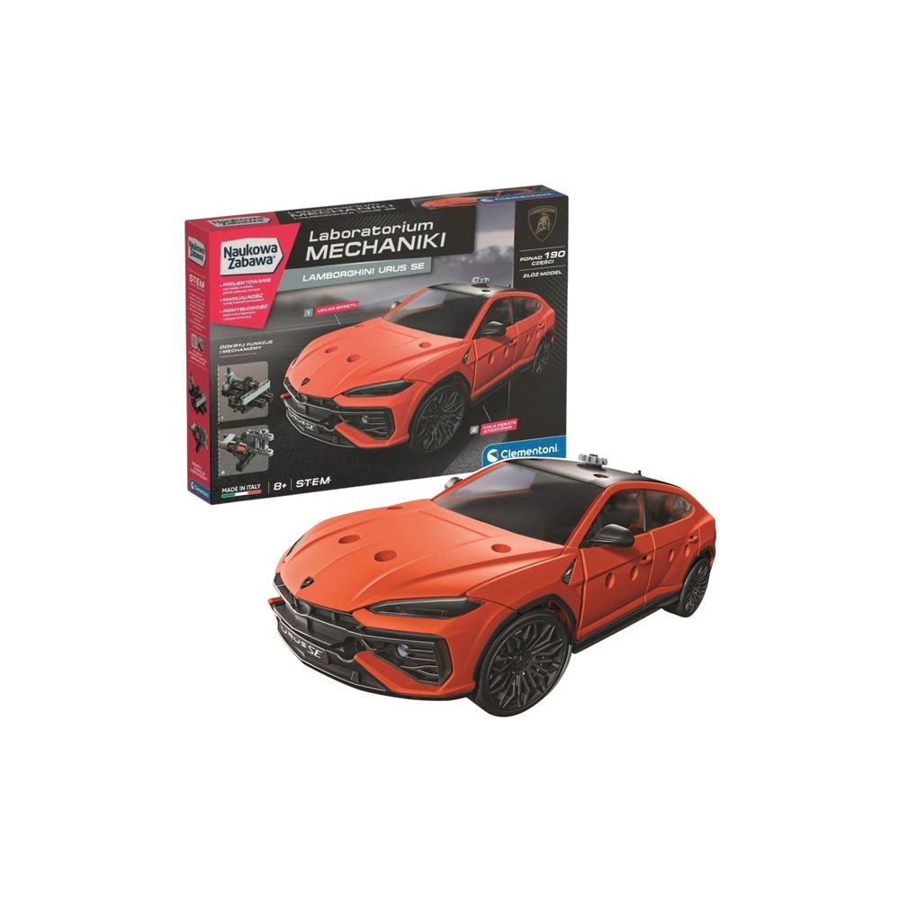 Konstruktorius Lamborghini Urus mechanikos laboratorija (lenkų kalba) Clementoni 50246-Žaislai, Konstruktoriai, Lego, statybinia