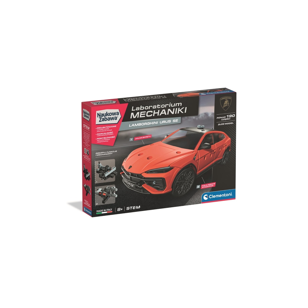 Konstruktorius Lamborghini Urus mechanikos laboratorija (lenkų kalba) Clementoni 50246-Žaislai, Konstruktoriai, Lego, statybinia