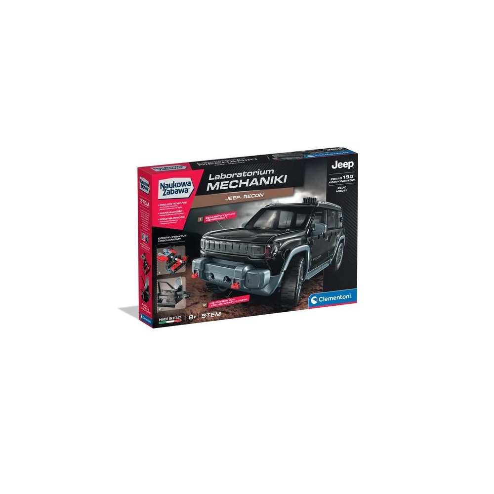 Konstruktorius Mokslo Pramogos Mechaninė laboratorija Jeep Recon Lenkų kalba Clementoni 50401-Žaislai, Konstruktoriai, Lego, sta