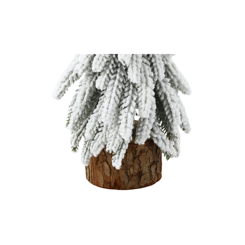 Dekoratyvinė dirbtinė Kalėdų eglutė ant kamieno, padengta sniegu 30 x 10 cm