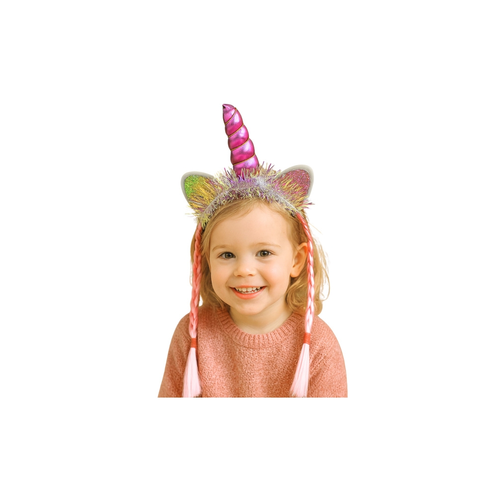 Plaukų lankelis Vienaragio ragas Ausys pynės Rausva-Drabužiai ir aksesuarai, Aksesuarai, Kiti aksesuarai-e-vaikas