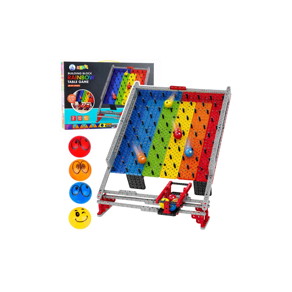 Konstruktorius su kamuoliuko takeliu Bricks Rainbow Board Slide Ball Catching Game 477 el.